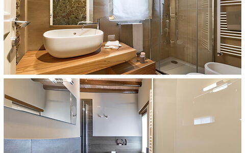 Villa Larino: Badkamer, Interieur Ontwerp, Wastafel In De Badkamer, Loodgieterswerkinrichting, Flooring, Wastafel, Muur, Verdieping, Spiegel, Hout