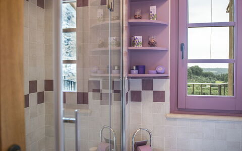 Casa Elia 6: Muur, Interieur Ontwerp, Flooring, Loodgieterswerkinrichting, Verdieping, Glas, Loodgieter, Badkamer, Kraan, Tegel