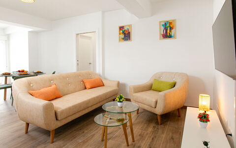 Elvix Nerja Center a: Meubilair, Interieur Ontwerp, Flooring, Bankstel, Verdieping, Hout, Kamer, Woonkamer, Textiel, Plafond