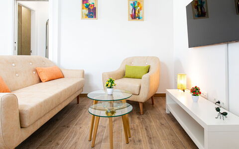 Elvix Nerja Center a: Meubilair, Interieur Ontwerp, Flooring, Bankstel, Muur, Verdieping, Hout, Woonkamer, Kamer, Houten Vloer
