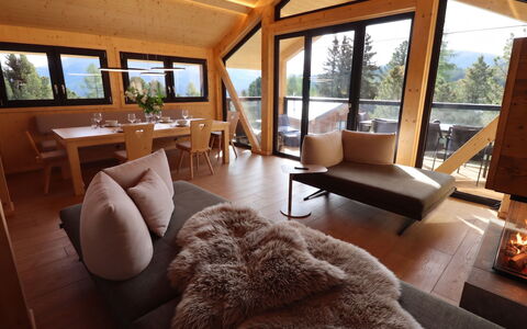 02 Nth050 18A Sup Chalet mit Sauna und Hot Tub 2 e: Hout, Verblijf, Hardwood, Blokhut, Stoel, Beits, Natuurlijk Materiaal, Ontwerp, Timmerhout, Woonkamer