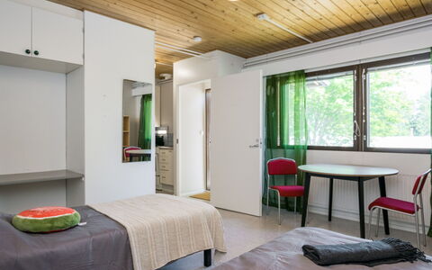 Heinävesi Homes D2: Meubilair, Interieur Ontwerp, Flooring, Verdieping, Bed, Slaapkamer, Muur, Plafond, Kamer, Hout