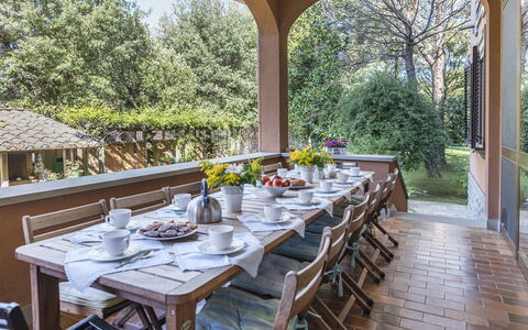 Villa Michelangelo 14: Meubilair, Stoel, Tafel, Tuin, Huis, Buitenmeubels, Keuken En Eettafel, Veranda, Schaduw, Landgoed