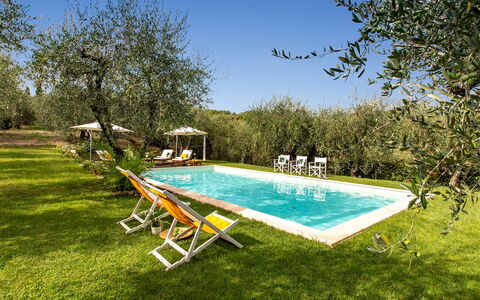 Villa Il Colle di Moriano 8: Zwembad, Gazon, Landgoed, Toevlucht, Tuin, Boerderij, Buitenmeubels, Hacienda, Ligstoel, Werf