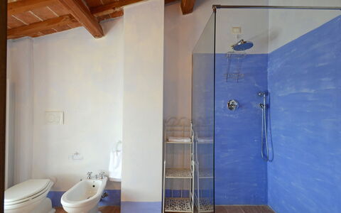 Podere Pomasciano 10: Flooring, Muur, Verdieping, Hout, Interieur Ontwerp, Loodgieterswerkinrichting, Badkamer, Verlichting, Loodgieter, Plafond