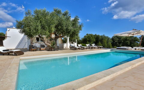 Villa Pajare Francesi 8+2: Blauw, Zwembad, Schaduw, Landgoed, Toevlucht, Buitenmeubels, Villa, Hacienda, Hotel