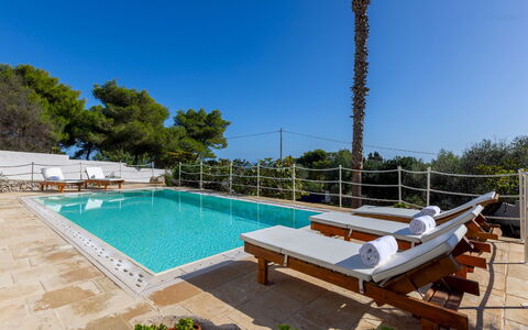 Villa del Lentisco 8+2: Blauw, Zwembad, Toevlucht, Buitenmeubels, Schaduw, Eco Hotel, Ligstoel, Vrije Tijd, Paraplu, Hotel