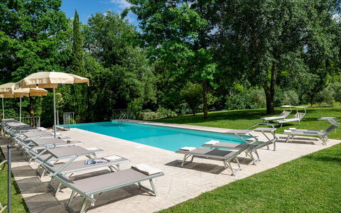 Il Molinaccio 14+2: Zwembad, Buitenmeubels, Meubilair, Ligstoel, Toevlucht, Schaduw, Tuin, Stoel, Eco Hotel, Gazon