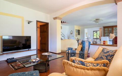 Villa Costanza 6: Meubilair, Interieur Ontwerp, Flooring, Bankstel, Verdieping, Plafond, Hout, Kamer, Woonkamer, Tafel