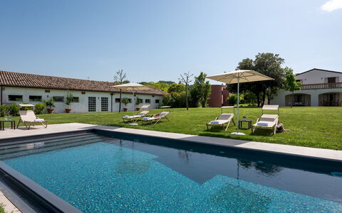 La Casa nei Vigneti 10: Zwembad, Landgoed, Tuin, Hacienda, Landscaping, Villa, Boerderij, Binnenplaats, Gazon, Schaduw