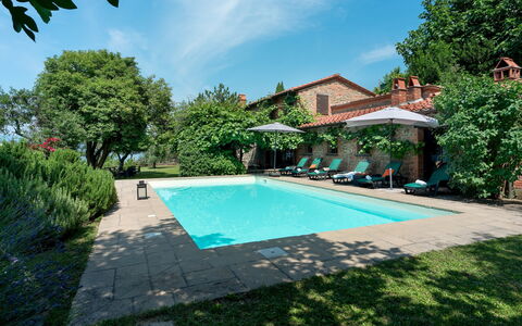Podere Belvedere 6: Zwembad, Buitenmeubels, Landgoed, Tuin, Hacienda, Toevlucht, Villa, Backyard, Landscaping, Werf
