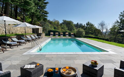 Villa la Rassinata 8: Zwembad, Buitenmeubels, Flagstone, Ligstoel, Schaduw, Eco Hotel, Tuin, Toevlucht, Landscaping, Stoel