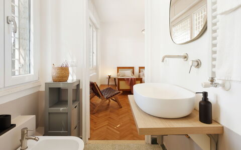 Antico Ceraso 10: Badkamer, Interieur Ontwerp, Loodgieterswerkinrichting, Muur, Flooring, Wastafel In De Badkamer, Verdieping, Wastafel, Kraan, Loodgieter