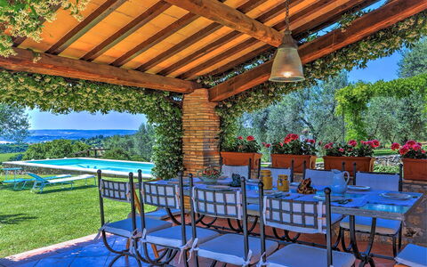 Casale Tre Cipressi 10: Blauw, Zwembad, Meubilair, Toevlucht, Tuin, Buitenmeubels, Landgoed, Eco Hotel, Hacienda, Patio