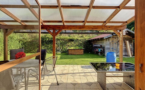 Ferienhaus Siegele: Hout, Tuin, Schaduw, Buitenmeubels, Outdoor Structuur, Beits, Backyard, Patio, Straal, Prieel