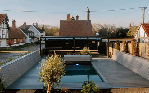 Arc Thorpeness: Dak, Samengesteld Materiaal, Schaduw, Tuin, Backyard, Landscaping, Zwembad, Outdoor Structuur, Daylighting