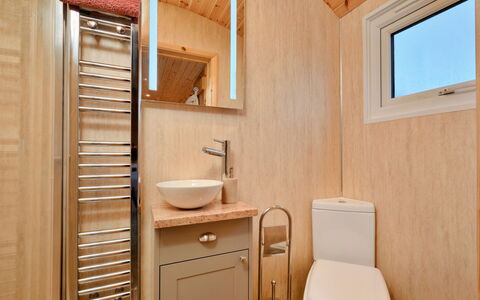 Demelza Shepherd'S Hut: Hout, Flooring, Loodgieterswerkinrichting, Verdieping, Interieur Ontwerp, Badkamer, Loodgieter, Kamer, Toilet, Beits
