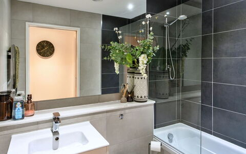 Plymouth City Apartment 15: Badkamer, Loodgieterswerkinrichting, Interieur Ontwerp, Wastafel, Flooring, Kraan, Wastafel In De Badkamer, Verdieping, Badkamerkast, Toilet