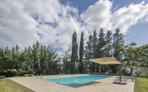 Casa Amelia, Pool, Casole Elsa, Monti: Blauw, Zwembad, Schaduw, Tuin, Landscaping, Evergreen, Lariks, Eco Hotel