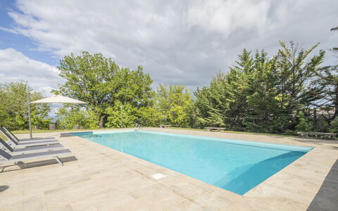 Casa Amelia, Pool, Casole Elsa, Monti: Blauw, Zwembad, Schaduw, Toevlucht, Landscaping, Eco Hotel, Tegel, Buitenmeubels, Evergreen