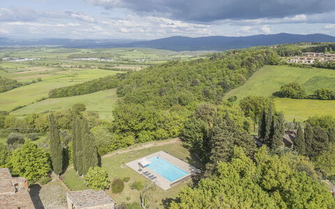 Casa Amelia, Pool, Casole Elsa, Monti: Landschap, Landgoed, Landscaping, Plantage, Boerderij, Villa, Hacienda, Zwembad, Evergreen