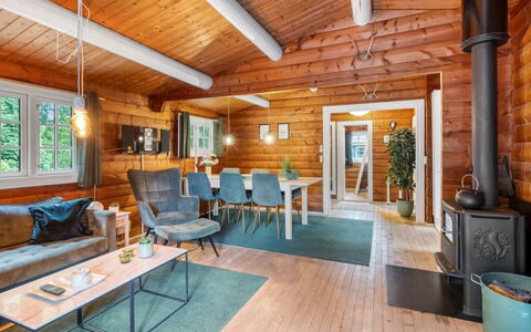 Marjanna - 500M to the Fjord: Hout, Huis, Plafond, Interieur Ontwerp, Verblijf, Blokhut, Meubilair, Deur, Woonkamer, Hardwood