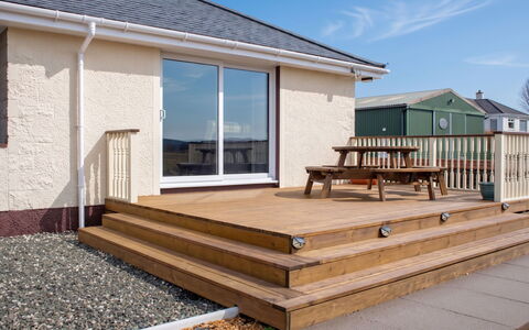Skeabost Bungalow: Hout, Kust, Zee, Dek, Kust, Plank, Hardwood, Oceaan, Gang