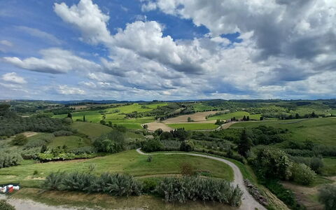La Veduta - la Finestra su Castelfalfi: Lucht, Wolk, Natuurlijk Landschap, Grasland, Horizon, Plain, Ecoregio, Landschap, Land Lot, Veld