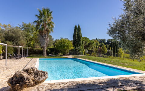 Croce di Bibbiano, San Gimignano View: Blauw, Zwembad, Toevlucht, Schaduw, Waterpartij, Tuin, Landscaping, Landgoed, Eco Hotel, Hacienda