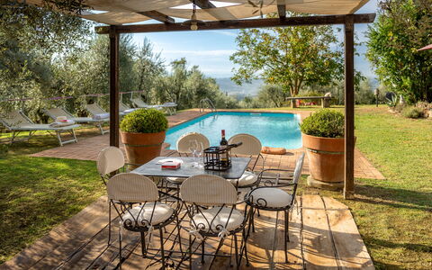 Podere Selva, Pool, Chianti: Meubilair, Buitenmeubels, Stoel, Toevlucht, Tafel, Schaduw, Zwembad, Backyard, Eco Hotel, Tuin