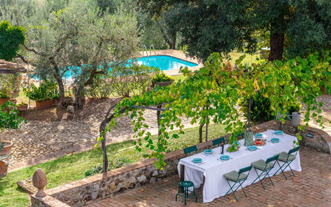Podere Selva, Pool, Chianti: Struik, Tuin, Zwembad, Schaduw, Backyard, Buitenmeubels, Landscaping, Werf, Toevlucht, Bloempot