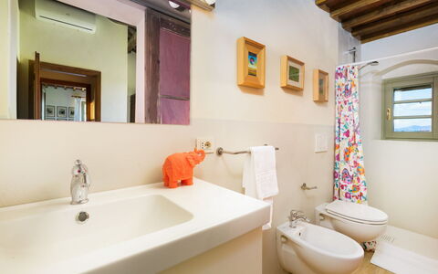 Villa Monte, Bolgheri: Loodgieterswerkinrichting, Muur, Badkamer, Interieur Ontwerp, Wastafel In De Badkamer, Flooring, Verdieping, Wastafel, Kraan, Plafond
