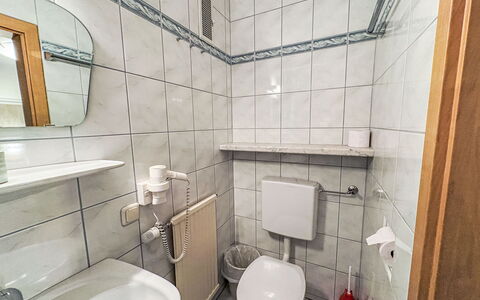 Saalbach-Hinterglemm 626: Loodgieterswerkinrichting, Wastafel In De Badkamer, Verdieping, Badkamer, Wastafel, Wc Bril, Toilet, Kamer, Loodgieter, Kraan