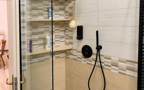 Papaveri Rossi: Badkamer, Muur, Loodgieterswerkinrichting, Interieur Ontwerp, Flooring, Verdieping, Loodgieter, Tegel, Samengesteld Materiaal, Douche