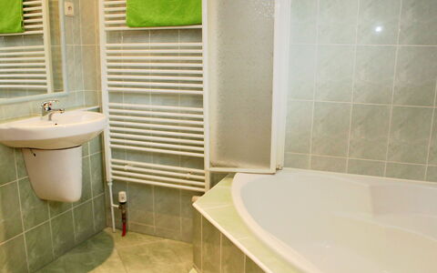 Chrastov: Badkamer, Tegel, Eigendom, Kamer, Groen, Muur, Verdieping, Bad, Loodgieterswerkinrichting, Badkamer Accessoire