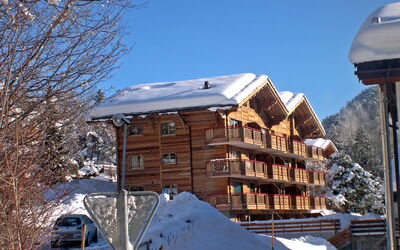 Ovronnaz 645: Lucht, Gebouw, Dag, Eigendom, Sneeuw, Venster, Huis, Boom, Helling, Freezing