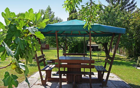 Grand Jardin: Schaduw, Tafel, Canopy, Boom, Fabriek, Paviljoen, Vrije Tijd, Meubilair