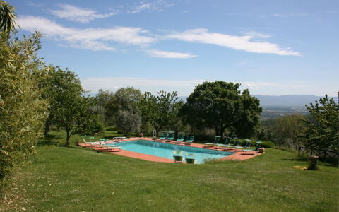Agriturismo Bevignano: Wolk, Lucht, Fabriek, Zwembad, Natuurlijk Landschap, Water, Boom, Land Lot, Zwemwater, Schaduw