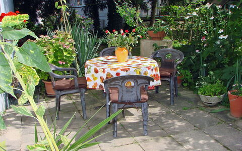 Allmendgasse: Buitentafel, Patio, Buitenmeubels, Plantkunde, Werf, Tuin, Tafel, Backyard, Meubilair, Fabriek