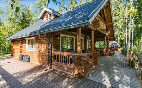Koivuranta: Hout, Verblijf, Blokhut, Hardwood, Beits, Veranda, Siding, Plank, Garden Gebouwen, Dek