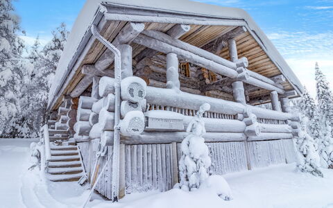 Kitka-Nokkela: Sneeuw, Winter, Hout, Verblijf, Huis, Dak, Hut, Huis, Freezing, Blokhut
