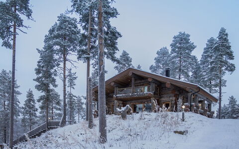 Karhulinna: Hout, Winter, Verblijf, Huis, Sneeuw, Freezing, Blokhut, Lariks, Veranda, Timmerhout