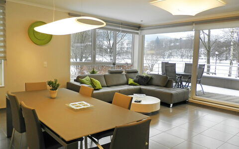 Les Terrasses du Lac: Interieur Ontwerp, Kamer, Gebouw, Eigendom, Meubilair, Plafond, Tafel, Verdieping, Verlichting, Woonkamer