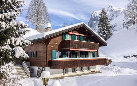 Grindelwald 322: Wolk, Lucht, Sneeuw, Gebouw, Fabriek, Venster, Boom, Huis, Helling, Lariks