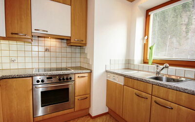 Schwarzwald 6 Eg 110.1: Cabinetry, Countertop, Gootsteen, Eigendom, Wastafel, Kraan, Loodgieterswerkinrichting, Keuken, Venster, Interieur Ontwerp
